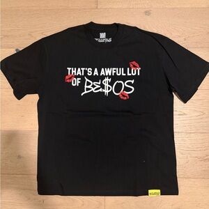 Black Graphic Tee with Red Accents